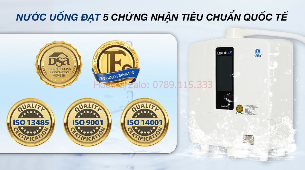 Các chứng nhận về máy Kangen leveluk K8